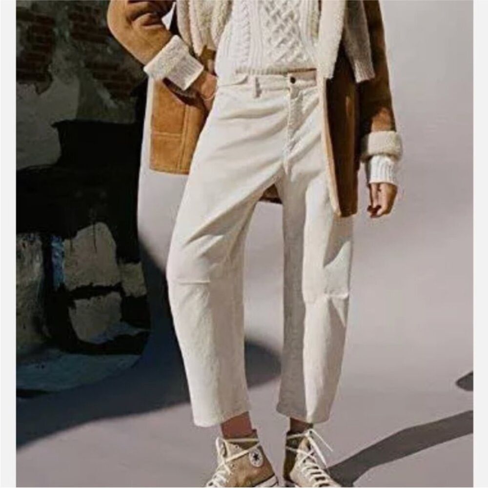 Nili Lotan Emerson Carpenter Pant in Corduroy Sz 6 Winter White Barrel